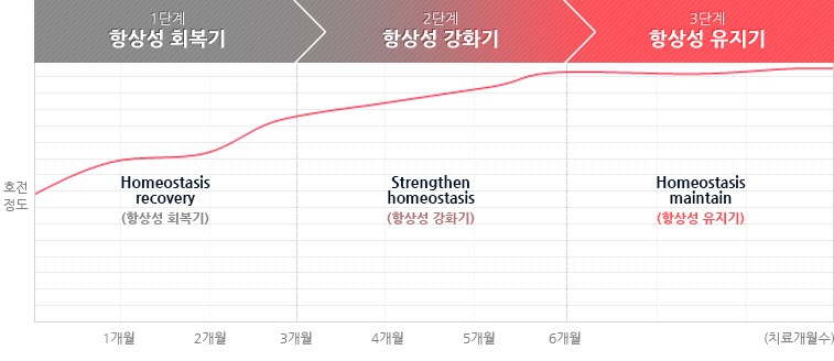 더봄한의원의 탈모치료 3단계 그래프