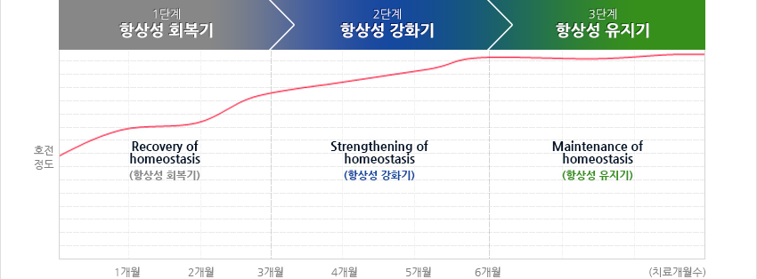 더봄한의원의 탈모치료 3단계 그래프